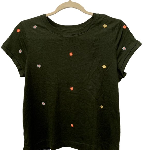 LOFT Tops - Loft Vintage Soft  Flower Embroidered Short Sleeve Shirt size SP